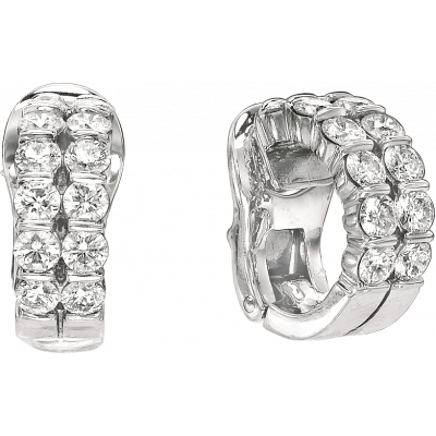 Platinum Gemlok 2 Row Diamond Earrings