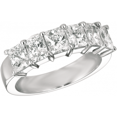Platinum Prong Set Radiant Diamond 6 Stone Ring