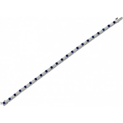Platinum Gemlok Diamond and Sapphire Bracelet
