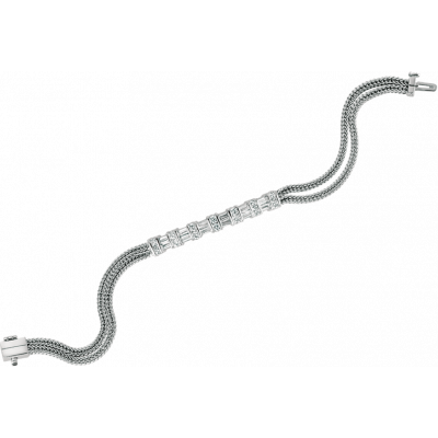 18kt White Gold Gemlok Baguette and Round Diamond Bracelet