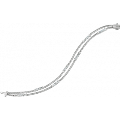 18kt White Gold Gemlok 2 Row Diamond Accent Bracelet