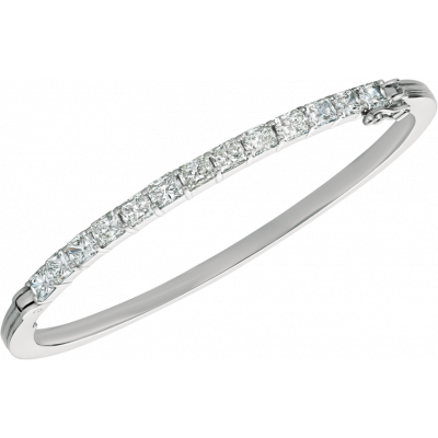 18kt White Gold Prong Set Radiant Diamond Bangle