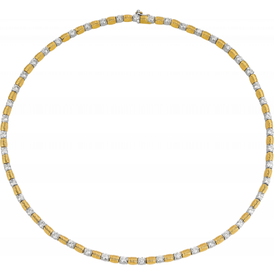 18kt Yellow Gold and Platinum Bars D'Or Diamond Necklace