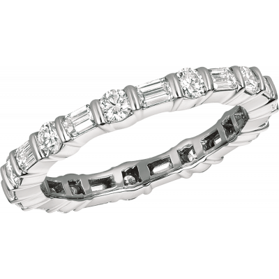 Platinum Gemlok Eternity Diamond Baguette and Round Ring