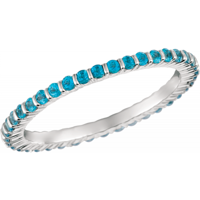18kt White Gold Minilok Paraiba Topaz  Eternity Ring