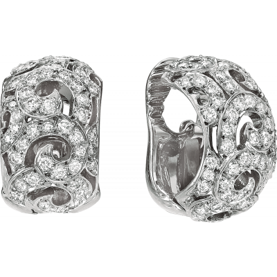 18kt White Gold Pave Arabesque Earrings