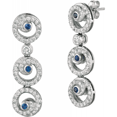 18kt Whtie Gold Diaomnd Pave with Sapphire accent Petite Melodie Earring