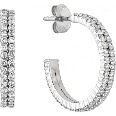 18kt White Gold Minilok 2 Row Diamond Hoop