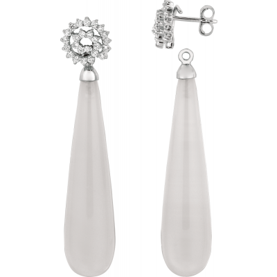 18kt White Gold Prong Set Diamond Earring with Detachable Drops