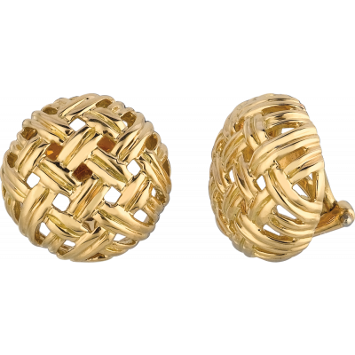 18kt Yellow Gold Vannerie Small Button Earring
