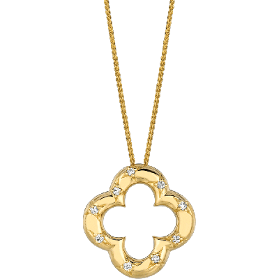 18kt Yellow Gold Diamond Accent Clover Pendant