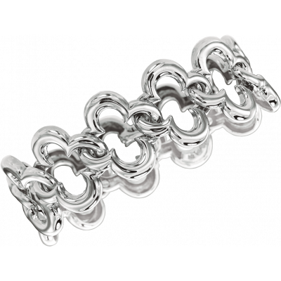 18kt White Gold Large Clover Bracelet