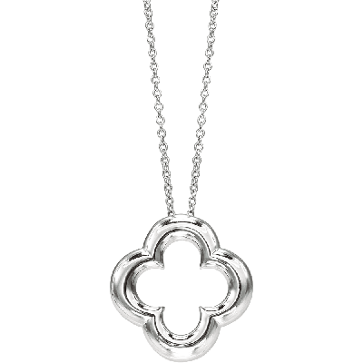 18kt White Gold Clover Pendant