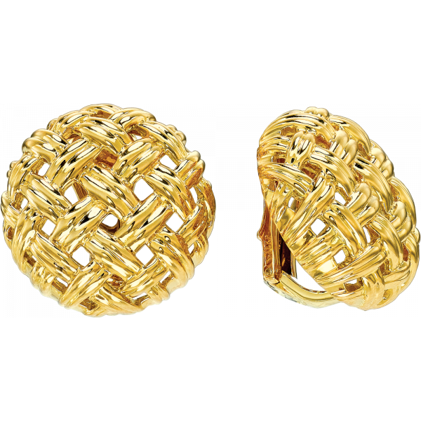 18kt Yellow Gold Vannerie Large Button Earring