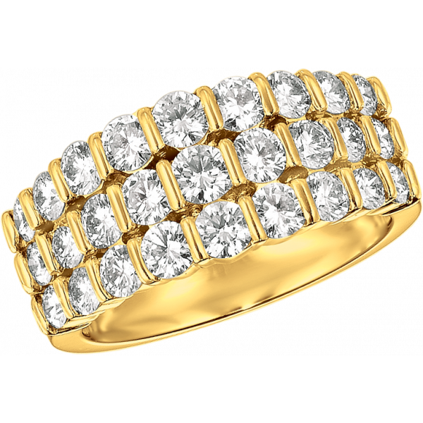 18kt Yellow Gold Gemlok 3 Row Diamond Ring