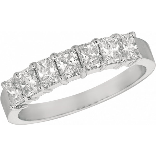 Platinum Prong Set Radiant Diamond 7 Stone Ring