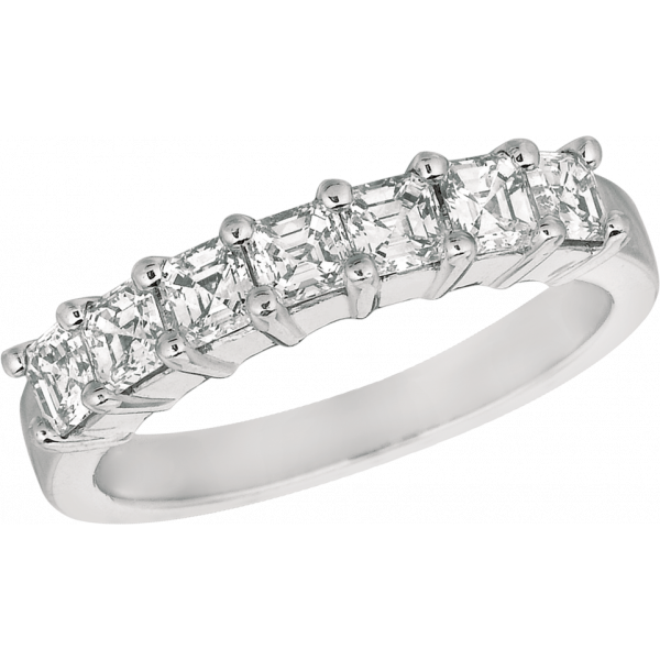 Platinum Prong Set Ascher Diamond 7 Stone Ring