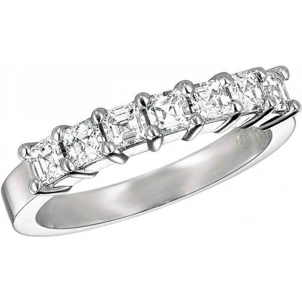 Platinum Prong Set Ascher Diamond 7 Stone Ring