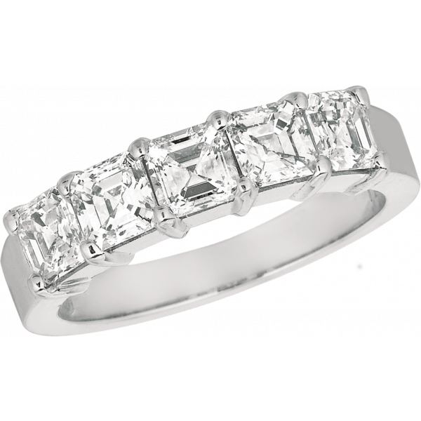 Platinum Prong Set Ascher Diamond 5 Stone Ring