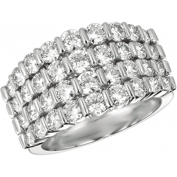 Platinum Gemlok Diamond 4 Row Ring