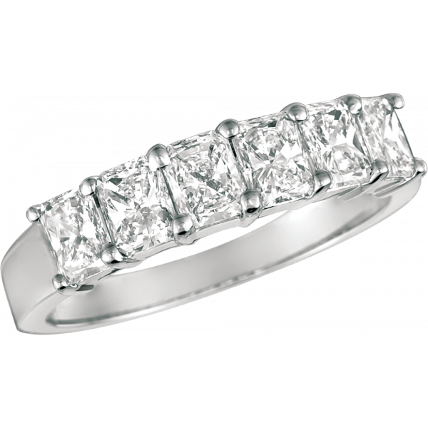 Platinum Prong Set Radiant Diamond 6 Stone Ring