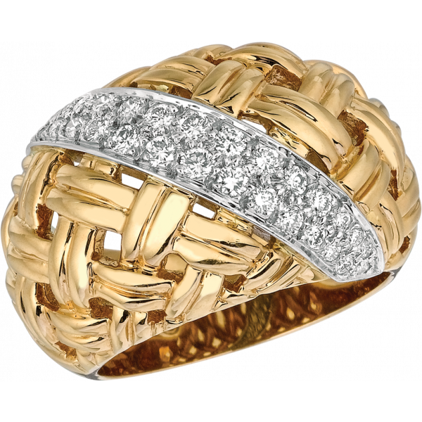 18kt Yellow Gold and Platinum Vannerie Diamond Accent Ring