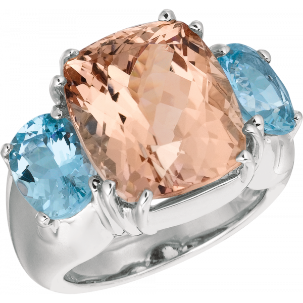 18kt Rose Gold Bold Ring with Morganite and Aquamarine