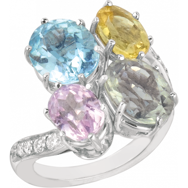 18kt White Gold Pastel Diamond and Color Ring