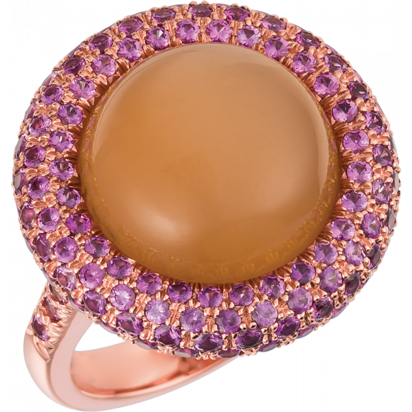 18kt Rose Gold Turban Ring with interchangeable Cetner Cabachon