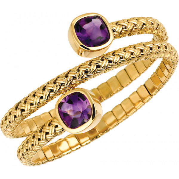 18kt Yellow Gold Vannerie Triple Spring Bracelet with Amythyst