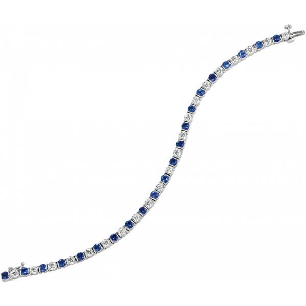 Platinum Gemlok Diamond and Sapphire Bracelet