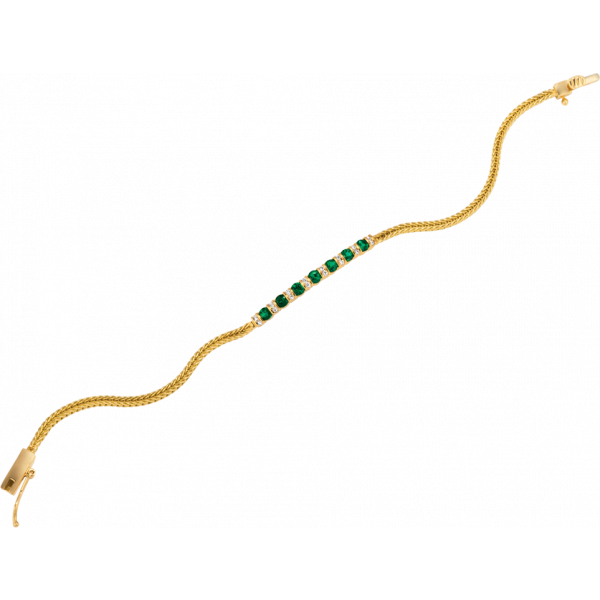18kt Yellwo Gold Gemlok Diamond and Emerald Bracelet