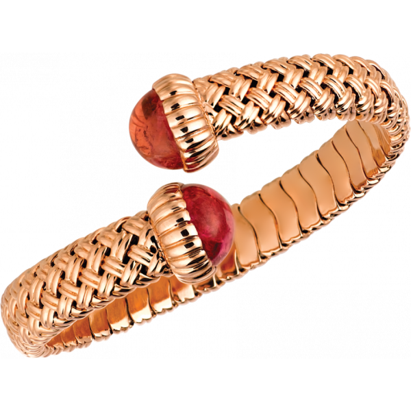 18kt Rose Gold Vannerie Spring Bracelet with Pink Tourmaline Cabachon