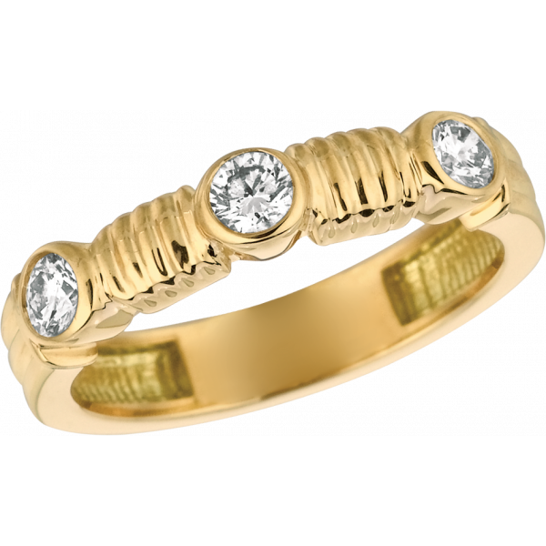 18kt Yellow Gold Bar D'or 3 Stone Ring