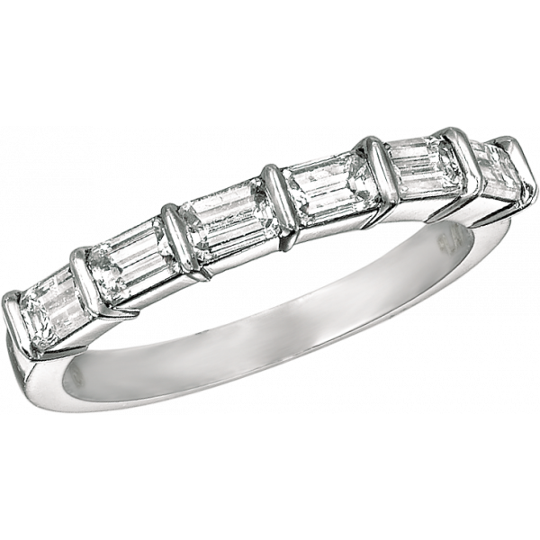 Platinum Gemlok Emerald Cut 6 Stone Ring