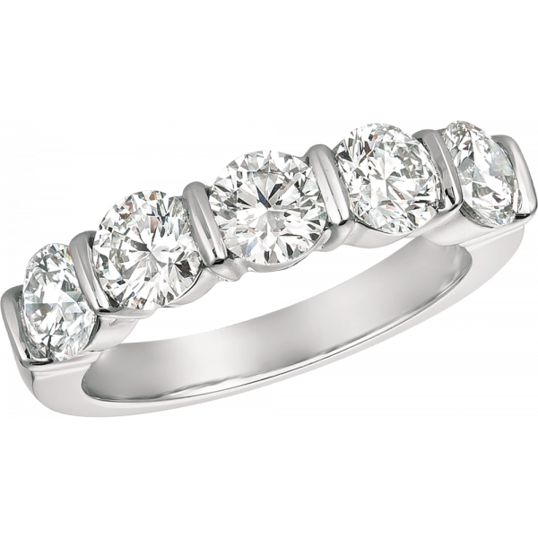 Platinum Gemlok 5 Stone Ring
