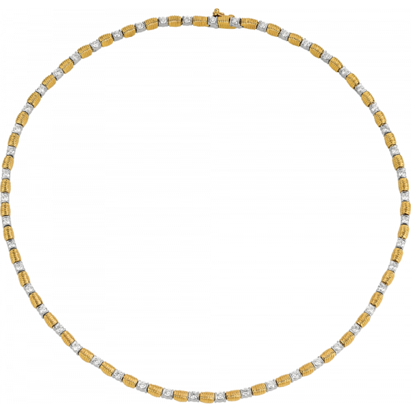 18kt Yellow Gold and Platinum Bars D'Or Diamond Necklace