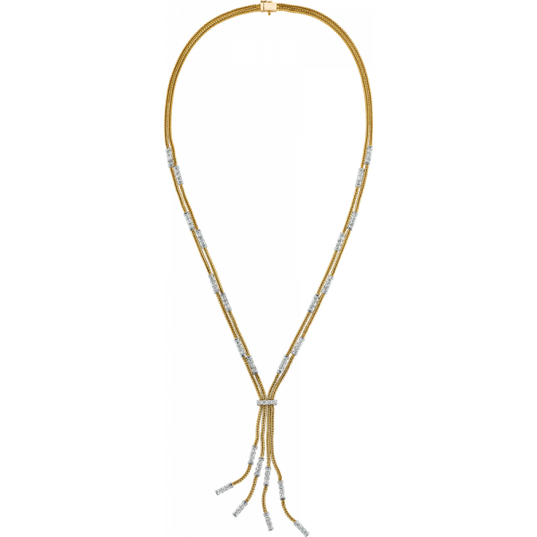 18kt Yellow Gold and Platinum Gemlok Accent Lariat Necklace