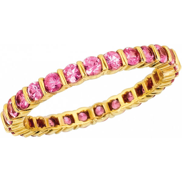18kt Yellow Gold Gemlok Pink Sapphire Eternity Ring