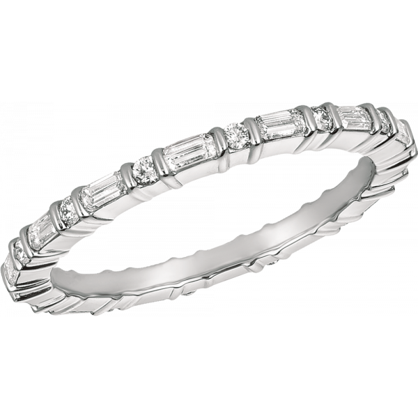 Platinum Minilok Baguette and Round Eternity Ring