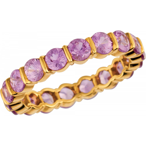18kt Yellow Gold Gemlok Pink Sapphire Eternity Ring