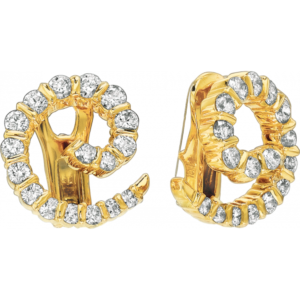 18kt Yellow Gold Gemlok Diamond Swirl Earring