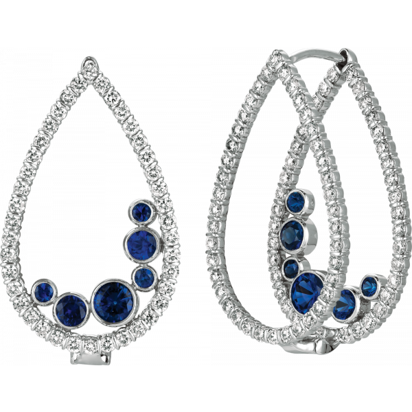 18kt White Gold Minilok Miroir Pear Shape Earrings with Sapphire 