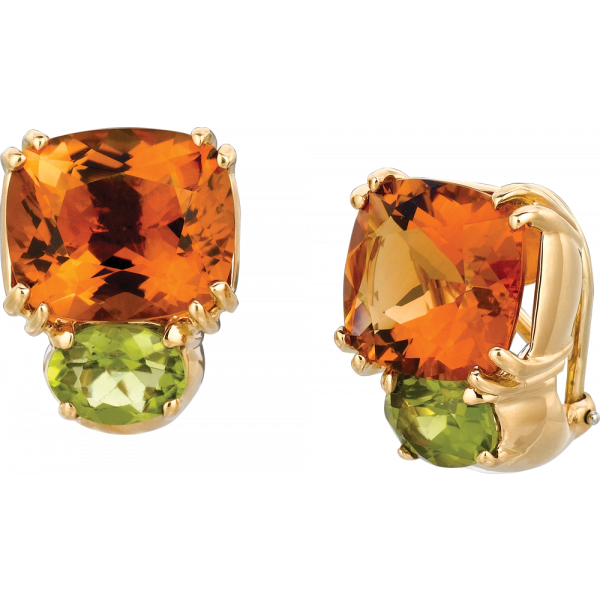 18kt Yellow Gold Bold Earrings in Citrine and Peridot
