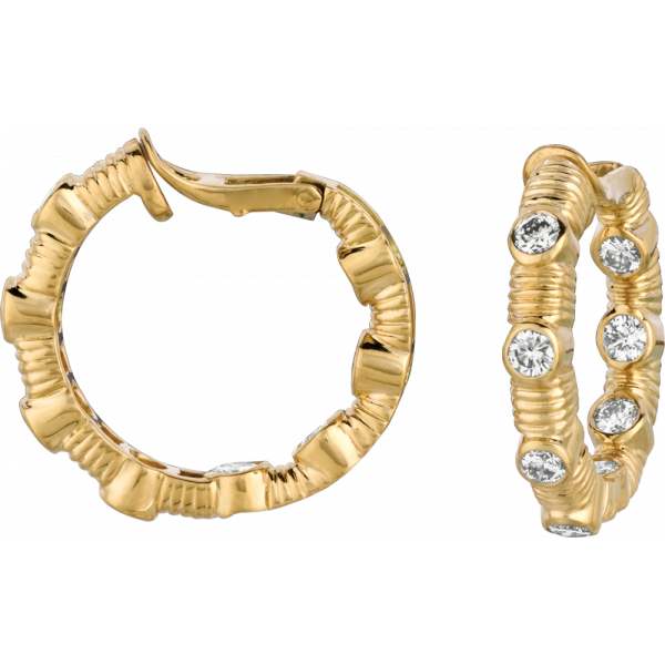 18kt Yellow Gold Bars D'Or Diamond Hoop Earring