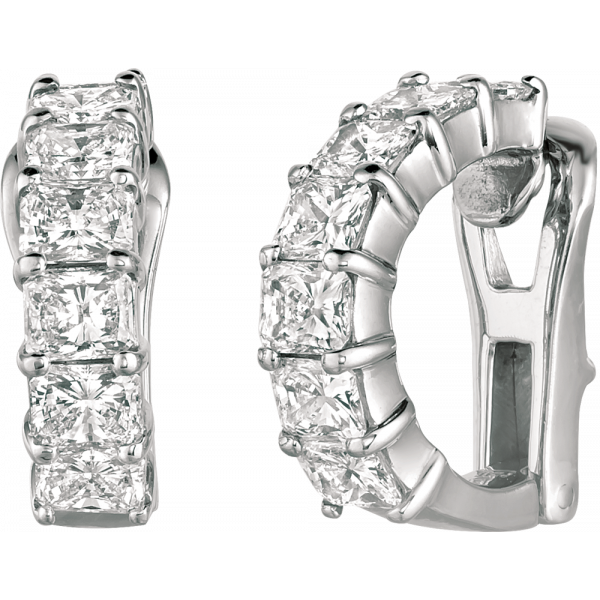 Platinum Radiant Diamond Earring