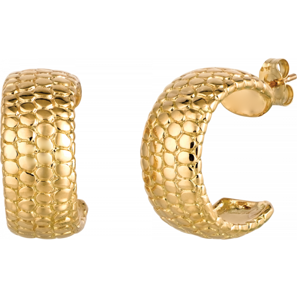 18kt Yellow Gold Snake Skin Hoop Earring