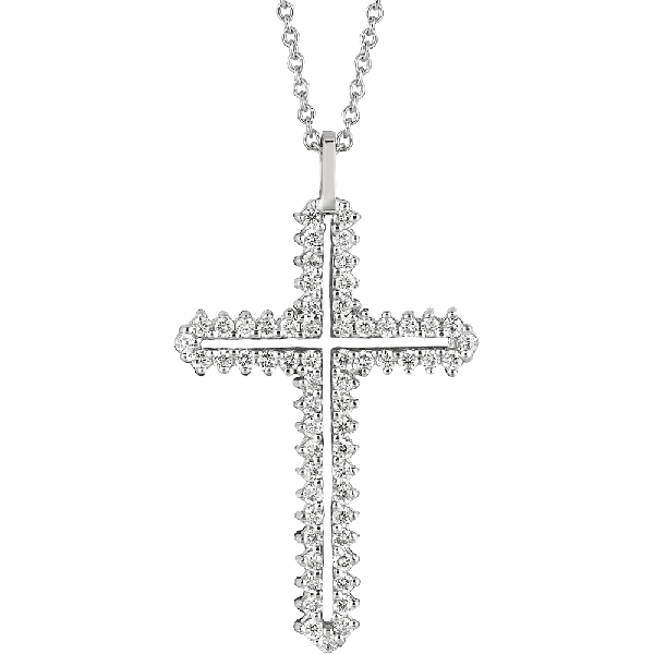 18kt White Gold Prong Set Diamond Cross Pendant