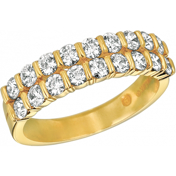 18kt Yellow Gold Gemlok 2 Row Ring