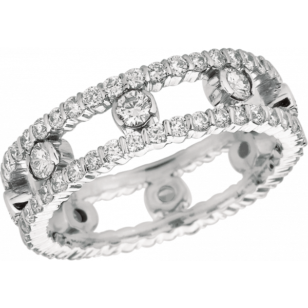 18kt White Gold Minilok 2 Row Diamond Dot Ring